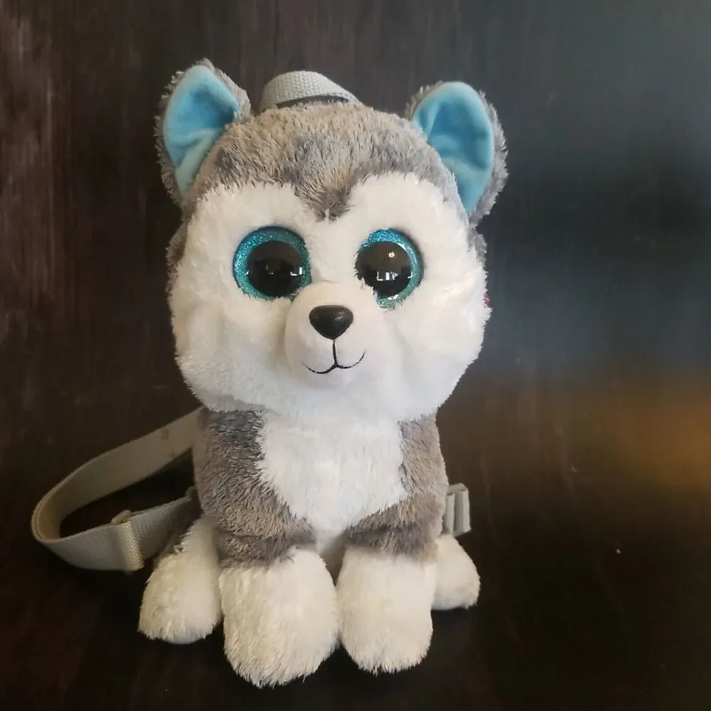 Beanie Boos Husky Dog Slush Plush Backpack, And Small Slush Stuffed Animal TY